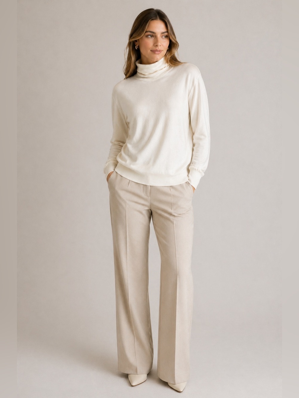 Aritzia Wilfred turtleneck sweater Soft Minimalist Neutral Knit Pullover